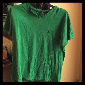 Green. Short sleeve. Polo vneck